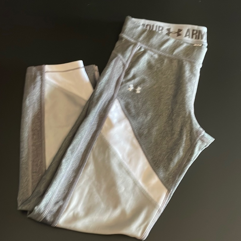 Under Armour Women's Heat Gear Color Block Ankle Leggings, Size S, Gray 1292129